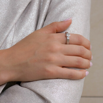 Schmuck: Solitaire Brillant Ring Weißgold matt Gr. 55 aus 750 Weißgold von Jewels by Eckstein