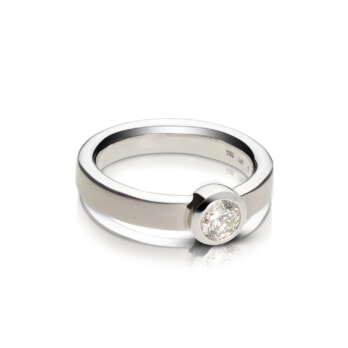 Schmuck: Solitaire Brillant Ring Weißgold matt Gr. 55 aus 750 Weißgold von Jewels by Eckstein