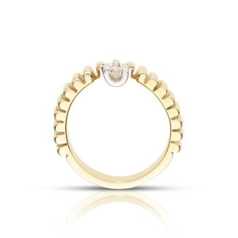 Schmuck: Diamant Ring Rillenform Gelbgold Gr. 52 aus 750 Weißgold von Jewels by Eckstein
