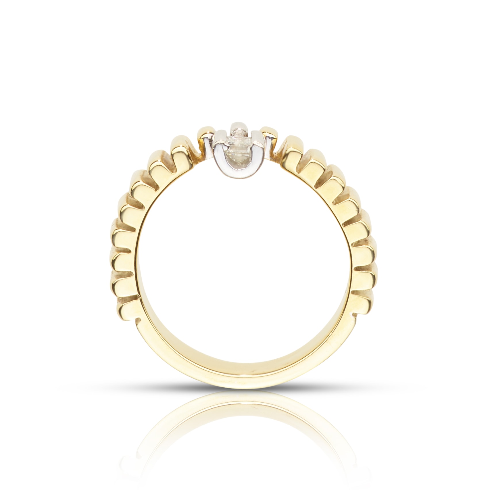 Schmuck: Diamant Ring Rillenform Gelbgold Gr. 52 aus 750 Weißgold von Jewels by Eckstein