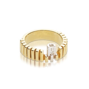 Schmuck: Diamant Ring Rillenform Gelbgold Gr. 52 aus 750 Weißgold von Jewels by Eckstein