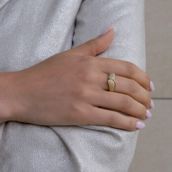 Schmuck: Brillant Ring Pavé gefasst Gelbgold Gr. 56 aus 750 Weißgold von Last Pieces