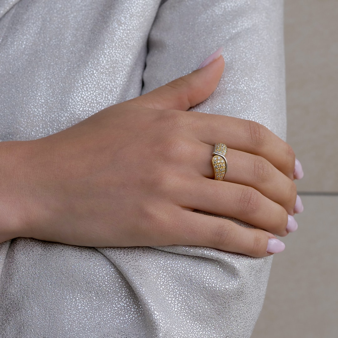 Schmuck: Brillant Ring Pavé gefasst Gelbgold Gr. 56 aus 750 Weißgold von Last Pieces