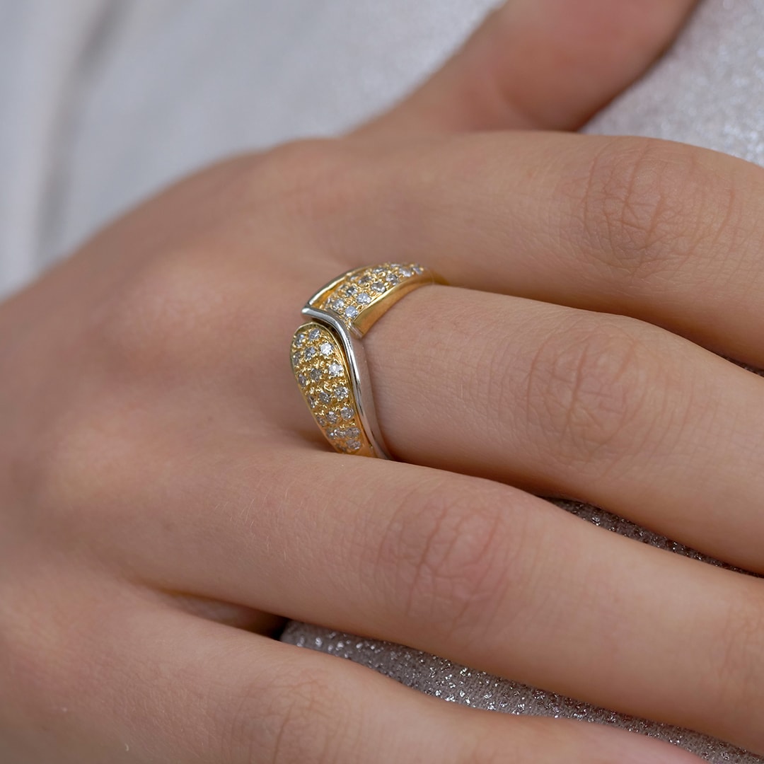 Schmuck: Brillant Ring Pavé gefasst Gelbgold Gr. 56 aus 750 Weißgold von Last Pieces