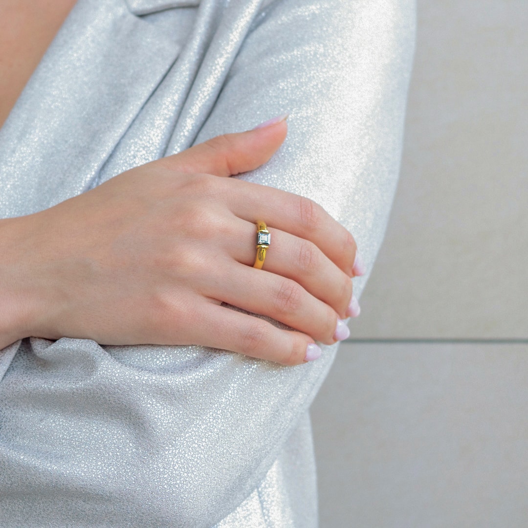 Schmuck: Princess-Cut Ring Gelbgold & Diamanten Gr. 56 aus 750 Gelbgold von Last Pieces