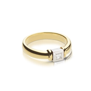 Schmuck: Princess-Cut Ring Gelbgold & Diamanten Gr. 56 aus 750 Gelbgold von Last Pieces