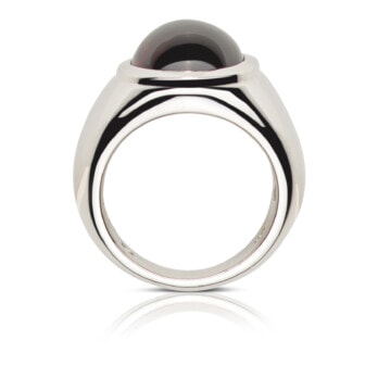Schmuck: Granat Ring Cabouchon Weißgold Gr. 55 aus 585 Weißgold von Last Pieces