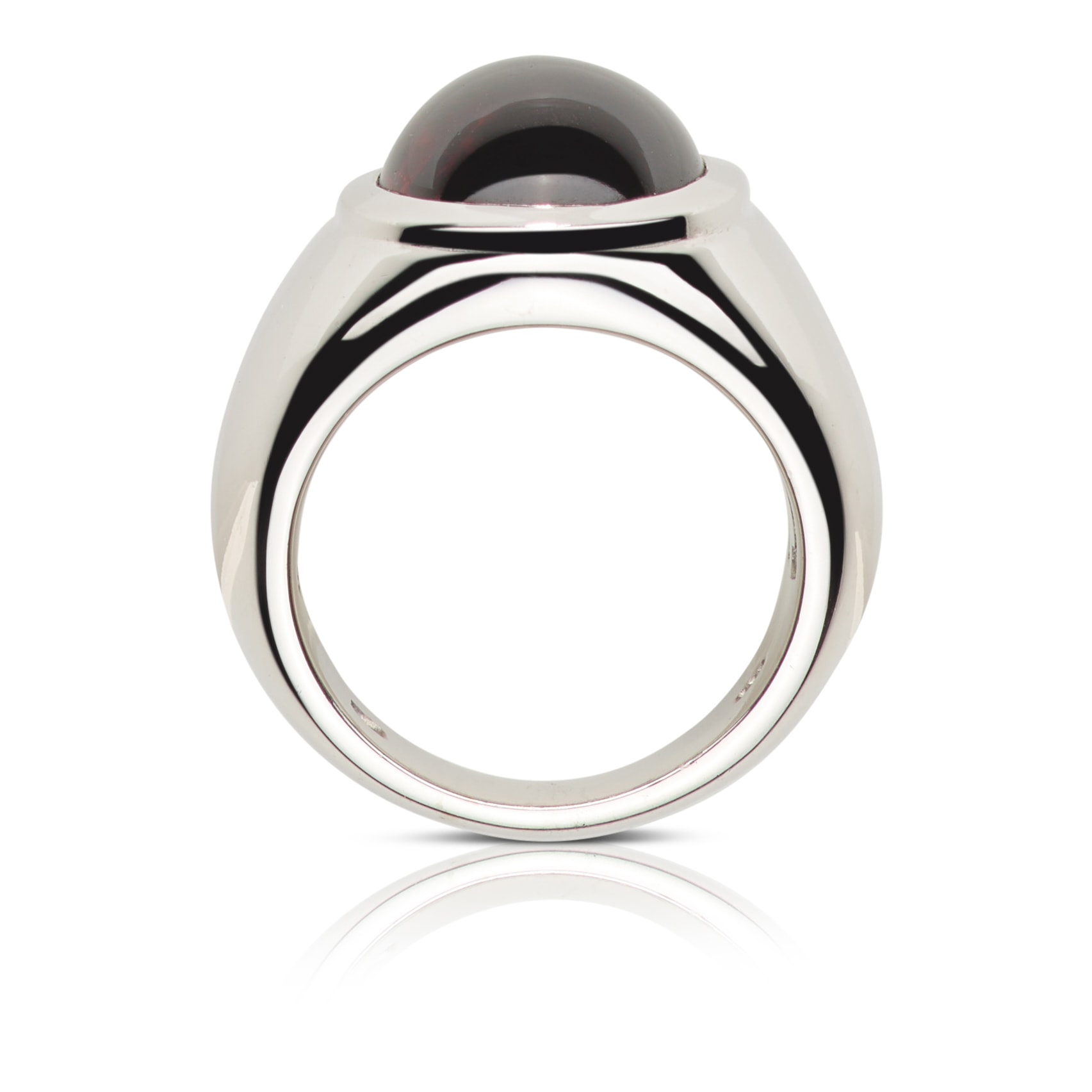 Schmuck: Granat Ring Cabouchon Weißgold Gr. 55 aus 585 Weißgold von Last Pieces