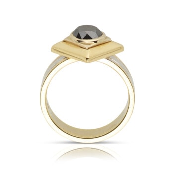 Schmuck: Carré Ring Schwarzer Diamant & Gold Gr. 51 aus 750 Weißgold von Last Pieces