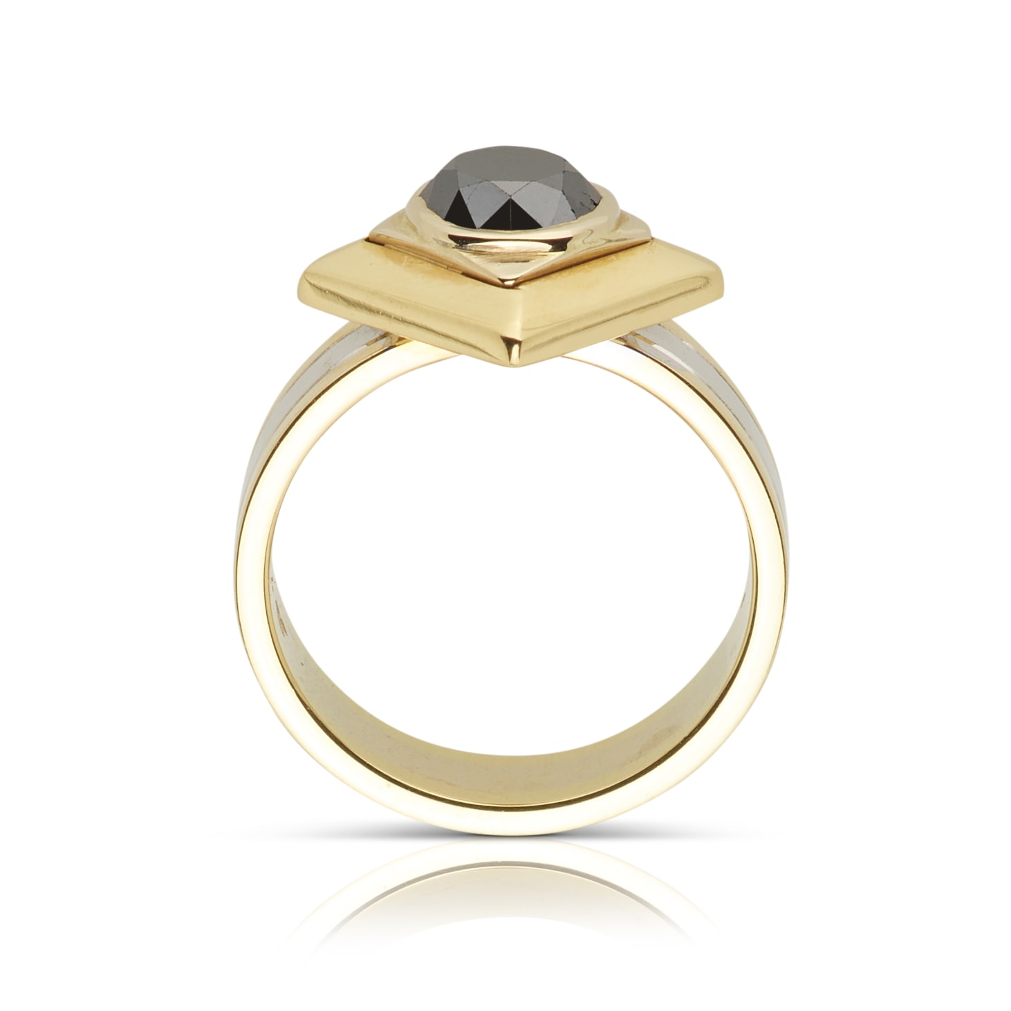 Schmuck: Carré Ring Schwarzer Diamant & Gold Gr. 51 aus 750 Weißgold von Last Pieces