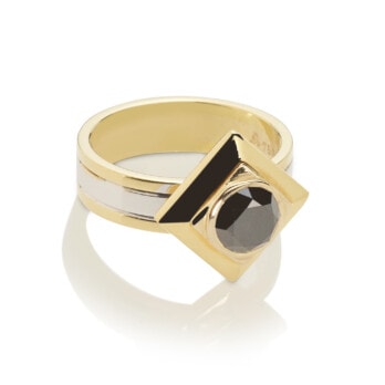 Schmuck: Carré Ring Schwarzer Diamant & Gold Gr. 51 aus 750 Weißgold von Last Pieces