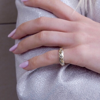 Schmuck: Geflochtener Ring Gelbgold & Weißgold Gr. 48 aus 585 Weißgold von Last Pieces