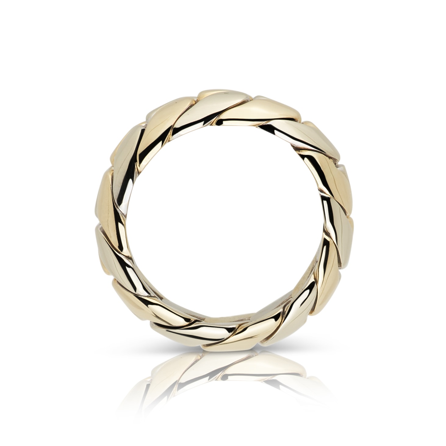 Schmuck: Geflochtener Ring Gelbgold & Weißgold Gr. 48 aus 585 Weißgold von Last Pieces