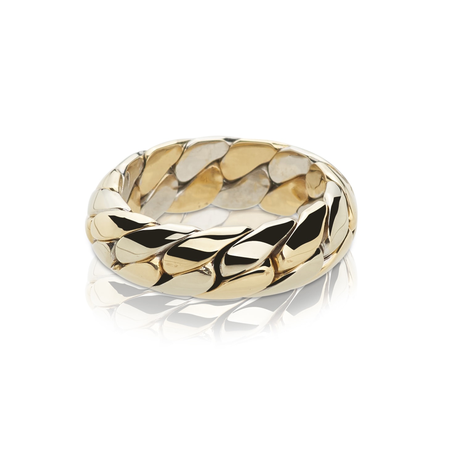 Schmuck: Geflochtener Ring Gelbgold & Weißgold Gr. 48 aus 585 Weißgold von Last Pieces