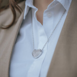 Schmuck: Herz Halskette Weißgold & Brillant 55 cm aus 750 Weißgold von Jewels by Eckstein