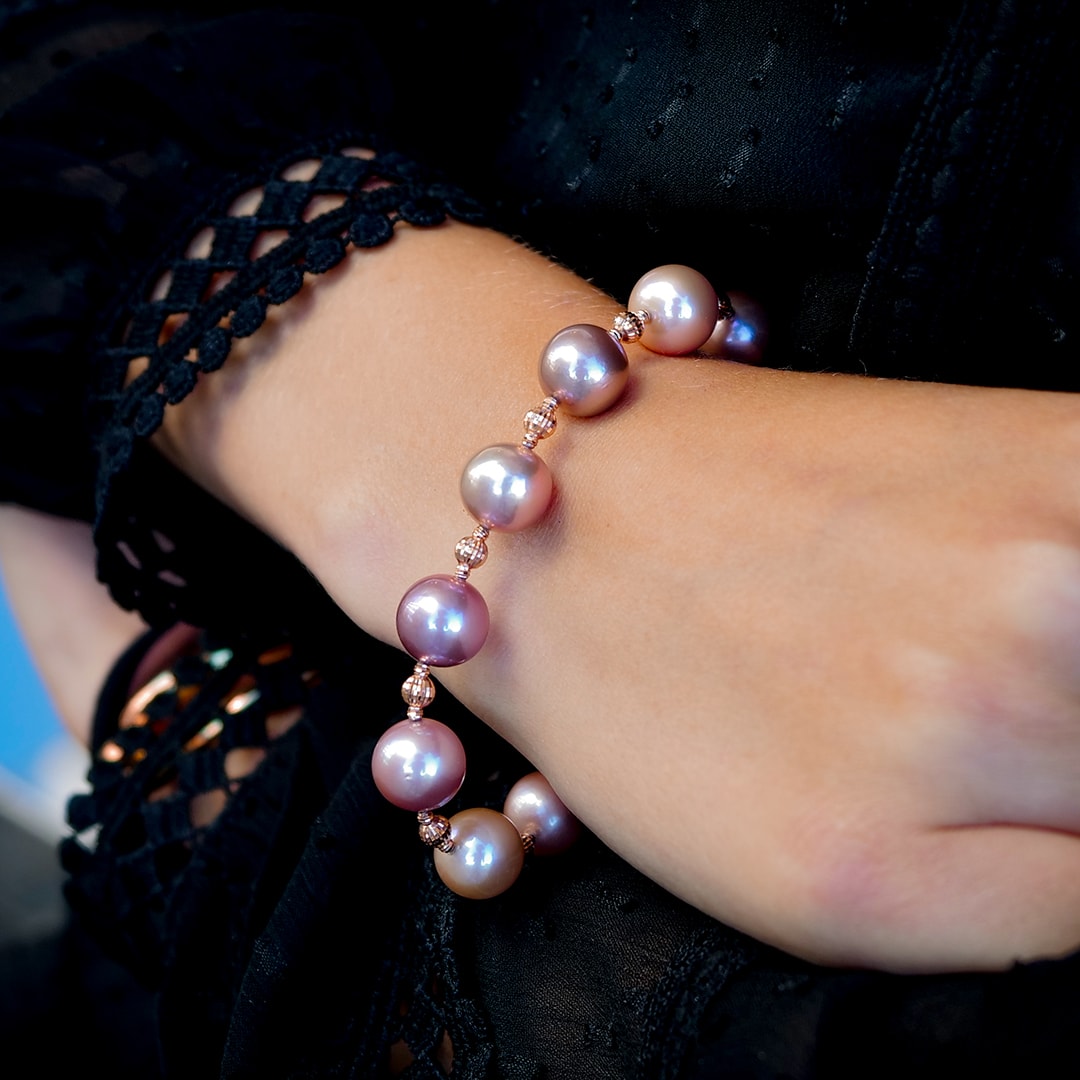 Schmuck: Perl Armband Roségold 21 cm Süßwasser 11-12 mm aus von Jewels by Eckstein