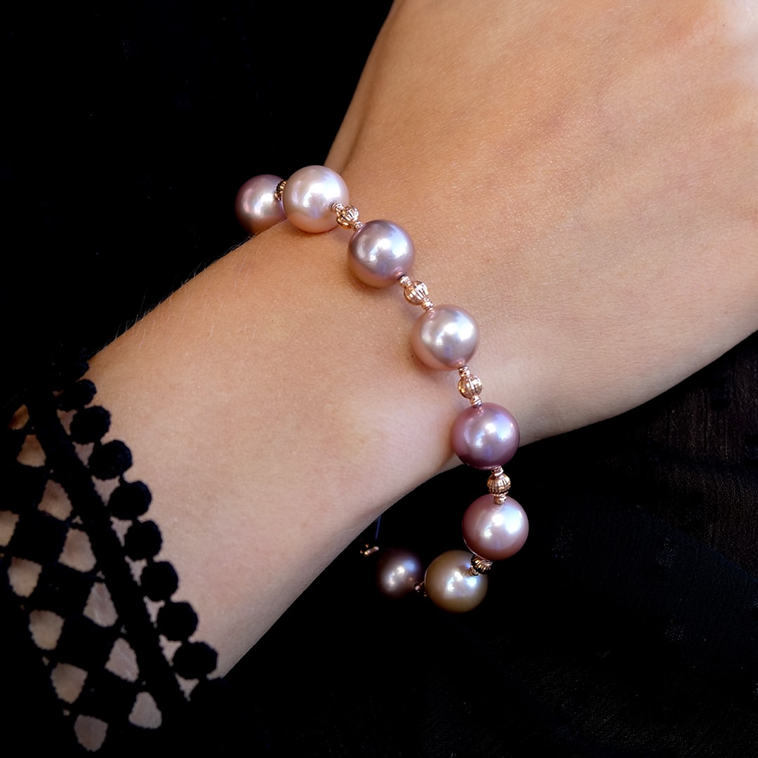 Schmuck: Perl Armband Roségold 21 cm Süßwasser 11-12 mm aus von Jewels by Eckstein