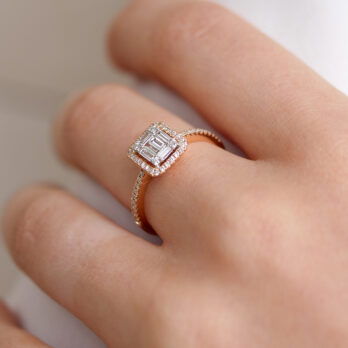 Schmuck: Diamant Ring Baguette & Brillant Roségold Gr. 53.5 aus 750 Roségold von Jewels by Eckstein