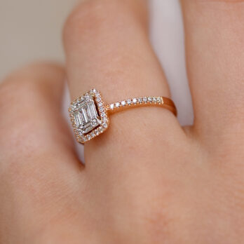 Schmuck: Diamant Ring Baguette & Brillant Roségold Gr. 53.5 aus 750 Roségold von Jewels by Eckstein