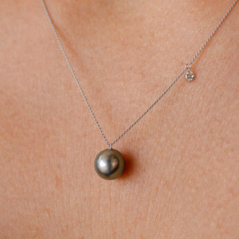 Schmuck: Halskette mit Tahiti & Brillant Weißgold 45 cm aus 750 Weißgold von Jewels by Eckstein