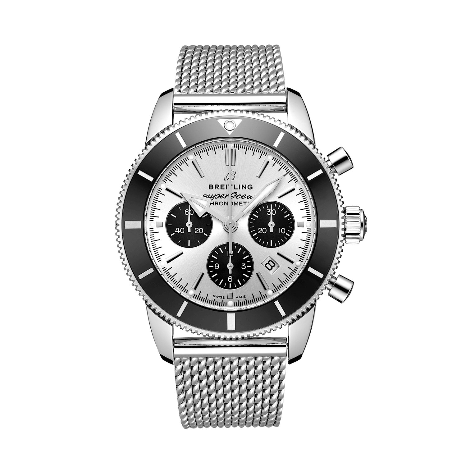 Uhren: Breitling Superocean Heritage B01 Chrono Automatik Silber Index 44 mm aus Edelstahl von Breitling