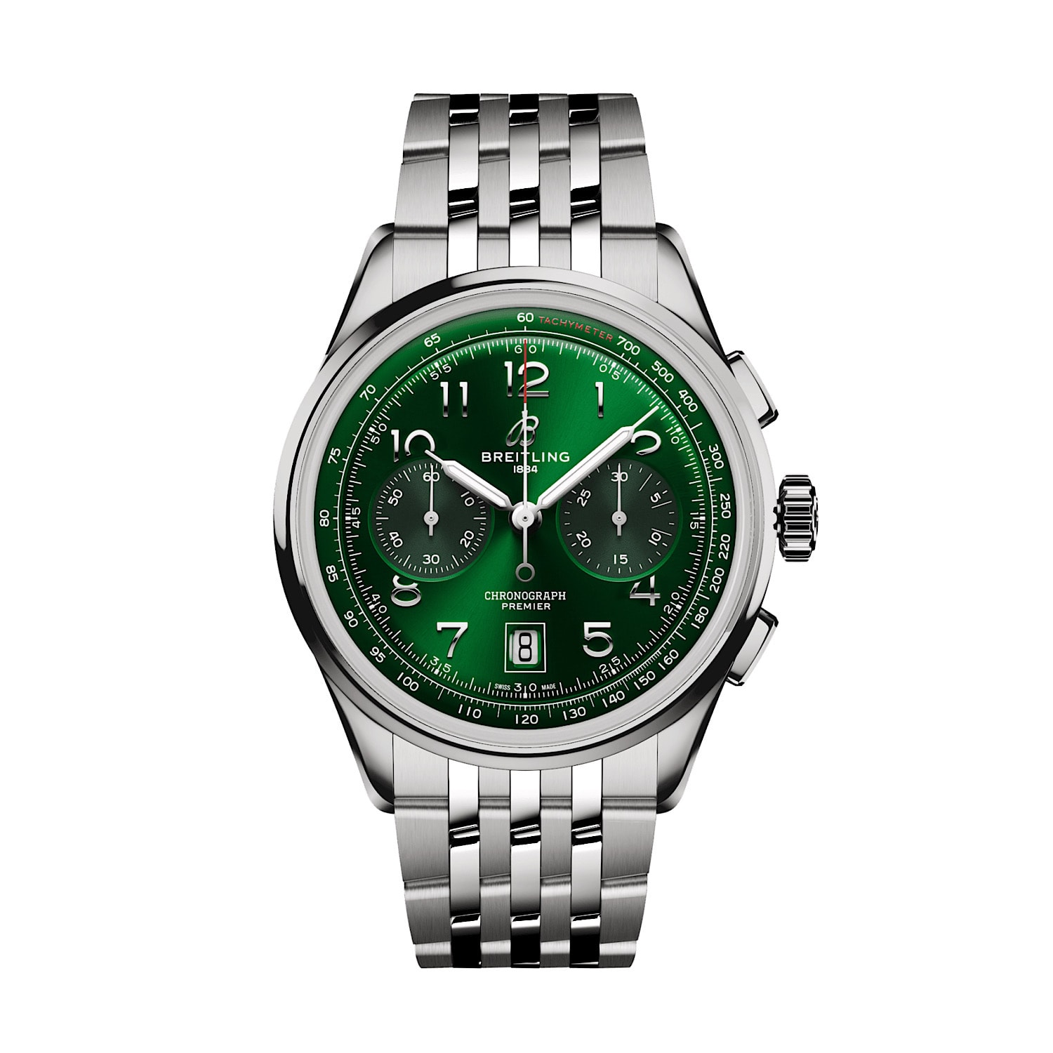 Uhren: Breitling Premier Chrono B01 Automatik Grün Arabisch 42 mm aus Edelstahl von Breitling