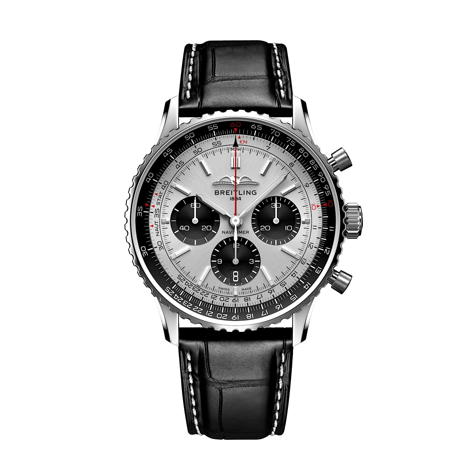 Uhren: Breitling Navitimer Chrono B01 Automatik Silber Index 43 mm aus Edelstahl von Breitling