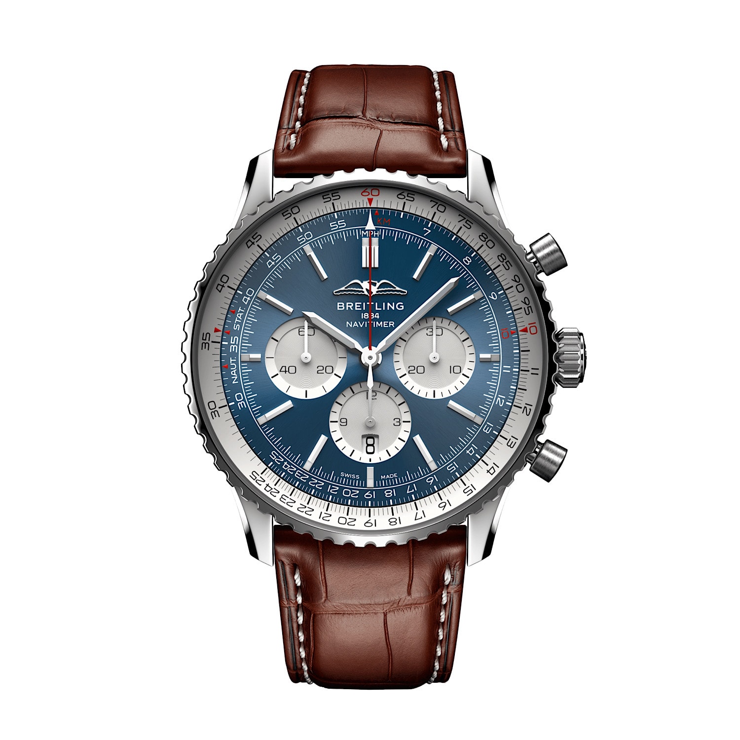 Uhren: Breitling Navitimer Chrono B01 Automatik Blau Index 46 mm aus Edelstahl von Breitling