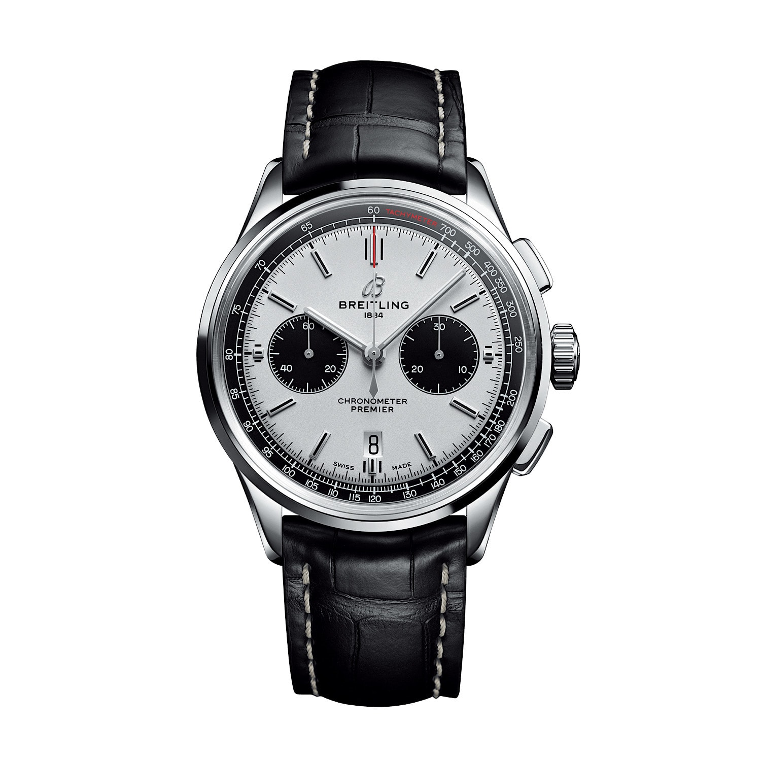 Uhren: Breitling Premier B01 Chronograph Automatik Silber Index 42 mm aus Edelstahl von Breitling