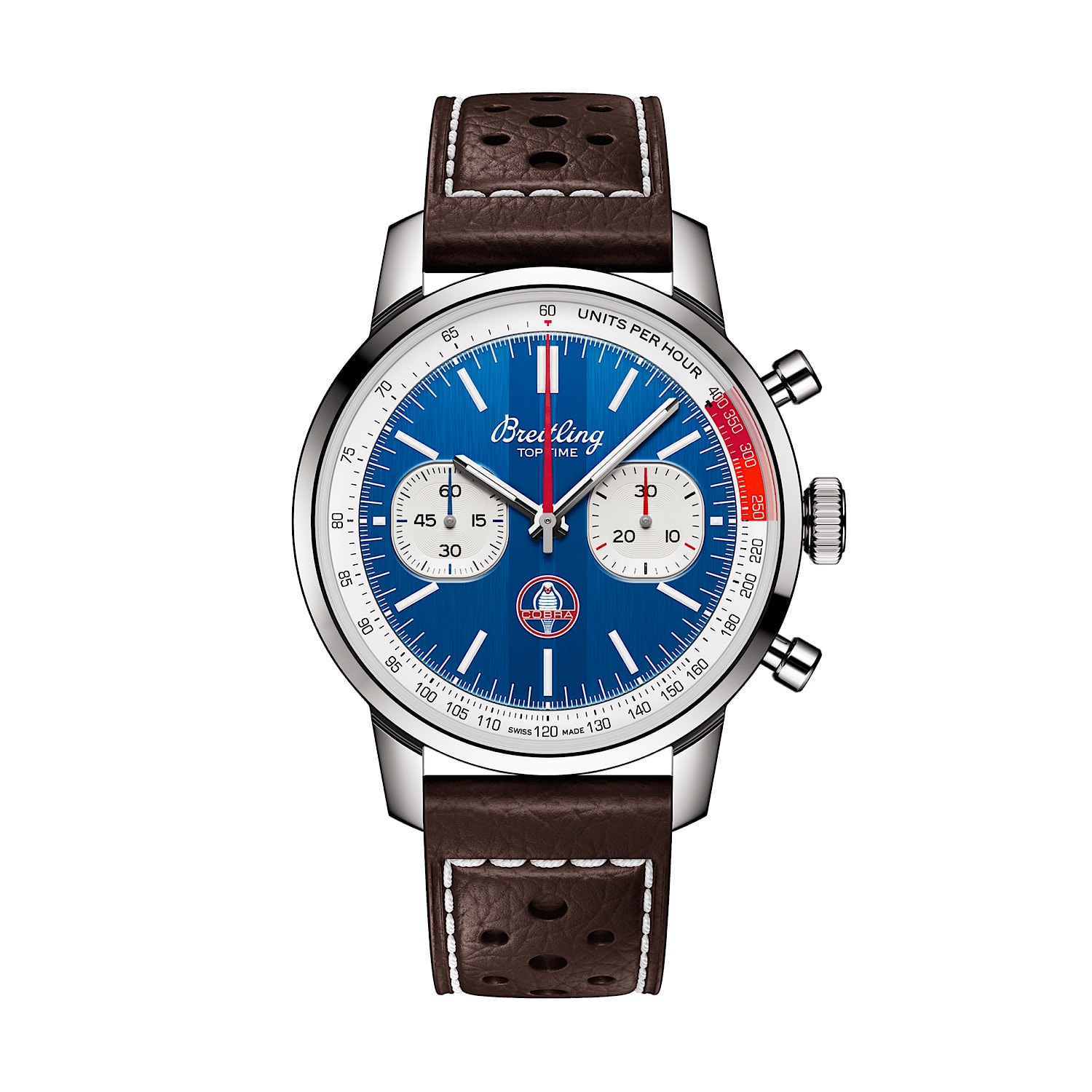 Uhren: Breitling Top Time B01 Chrono Shelby Cobra Automatik Blau Index 41 mm aus Edelstahl von Breitling