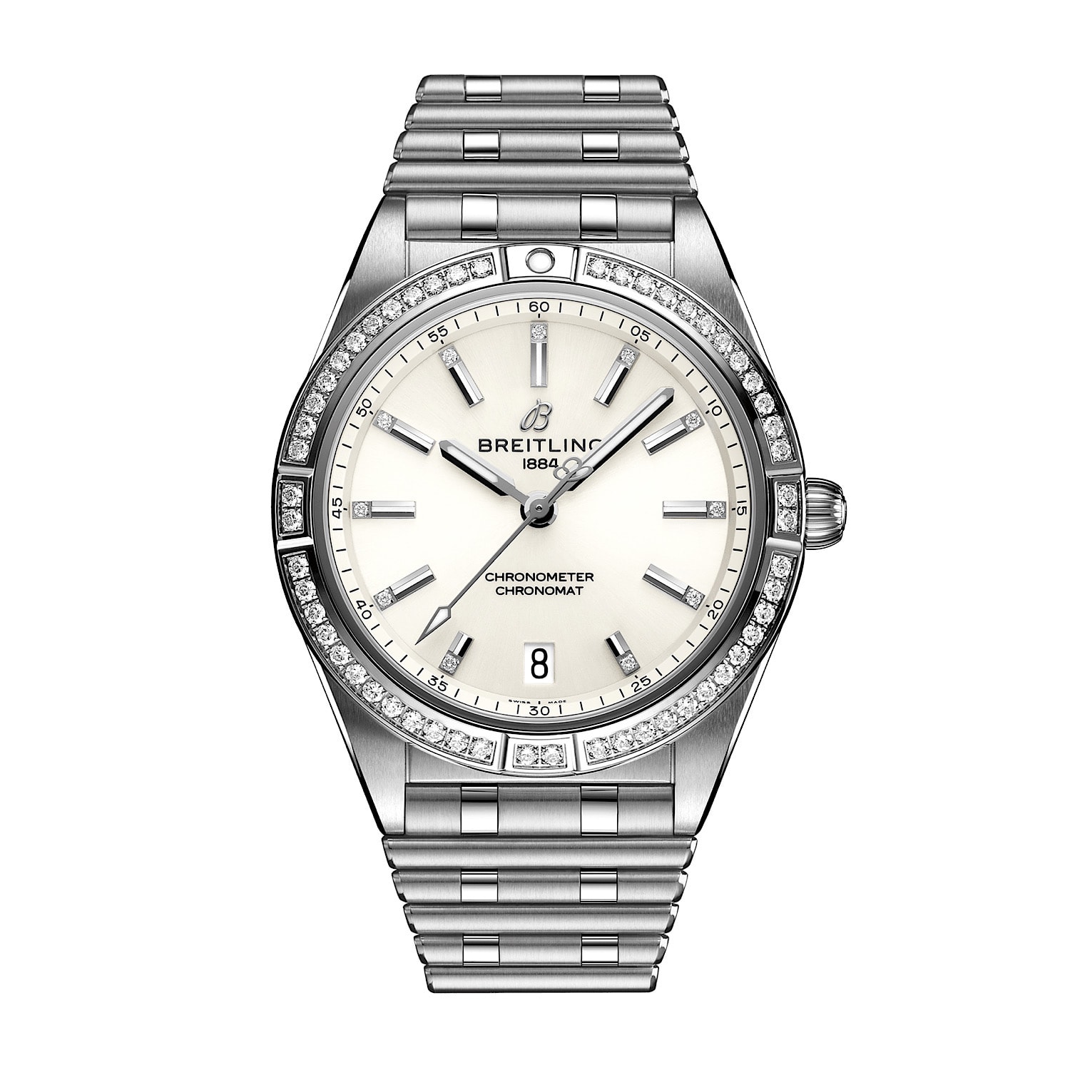 Uhren: Breitling Chronomat Automatik Weiss Index 36 mm aus Edelstahl von Breitling