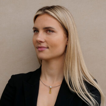 Schmuck: Bunz Halsreif mit Brillant Perl Anhänger Gelbgold 42 cm aus Edelstahl von Last Pieces