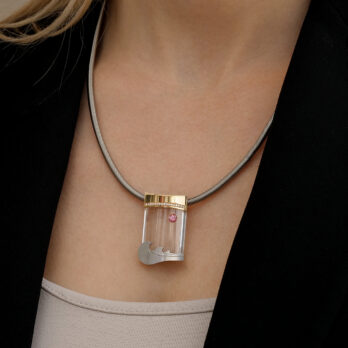 Schmuck: Bunz Halsreif Brillant Turmalin Anhänger 60 cm aus Edelstahl von Last Pieces