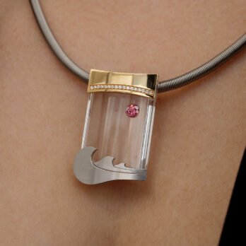 Schmuck: Bunz Halsreif Brillant Turmalin Anhänger 60 cm aus Edelstahl von Last Pieces