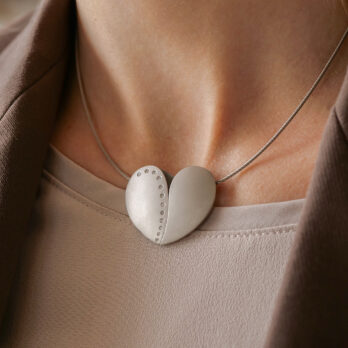 Schmuck: Halsreif mit Brillant Herz Platin & Edelstahl 40 cm aus Edelstahl von Last Pieces