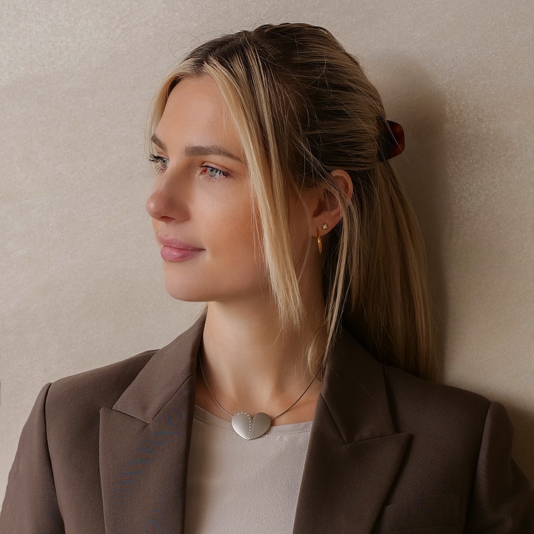 Schmuck: Halsreif mit Brillant Herz Platin & Edelstahl 40 cm aus Edelstahl von Last Pieces