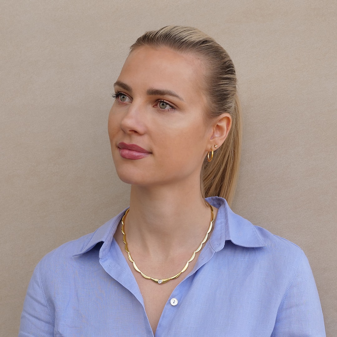 Schmuck: Mittteil Collier Brillant in Zargenfassung Gelbgold 45 cm aus 750 Gelbgold von Last Pieces