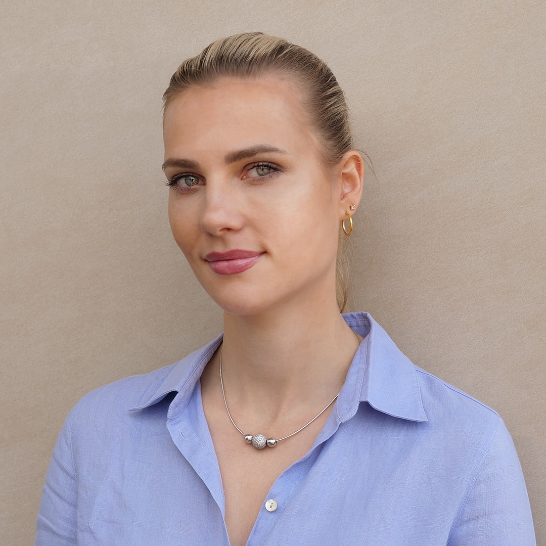 Schmuck: Halsreif mit Brillant Kugel Weißgold 42 cm aus 750 Weißgold von Jewels by Eckstein