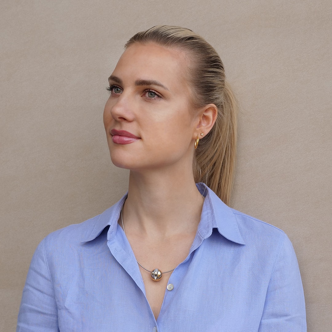 Schmuck: Bunz Halsreif mit Brillant Kugel Platin 50 cm aus Edelstahl von Last Pieces