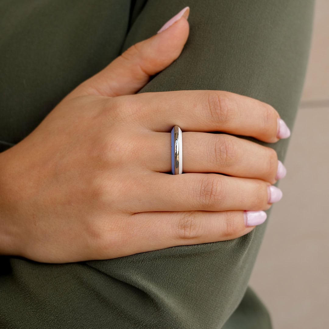 Schmuck: Edelstahl Ring Blau & Weiß Gr. 54 aus Edelstahl von Jewels by Eckstein