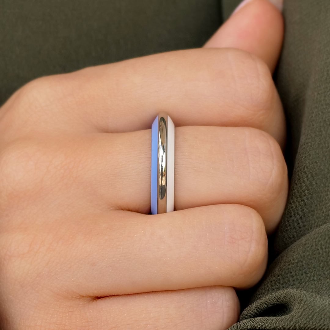 Schmuck: Edelstahl Ring Blau & Weiß Gr. 54 aus Edelstahl von Jewels by Eckstein