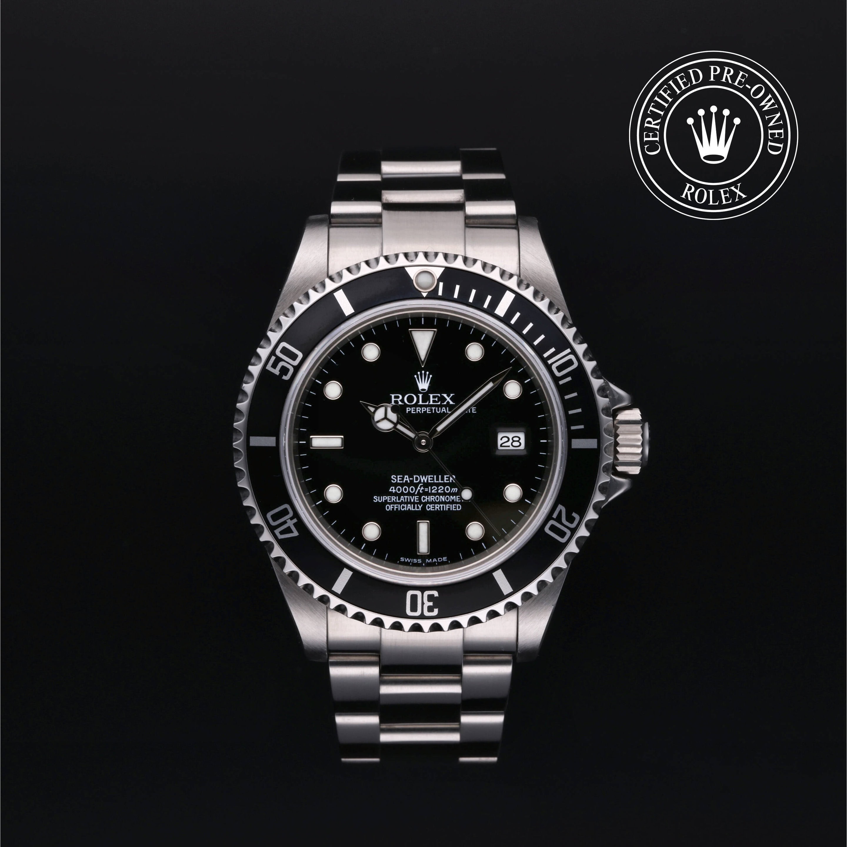 : Sea-Dweller aus Edelstahl Oystersteel von Rolex Certified Pre-Owned