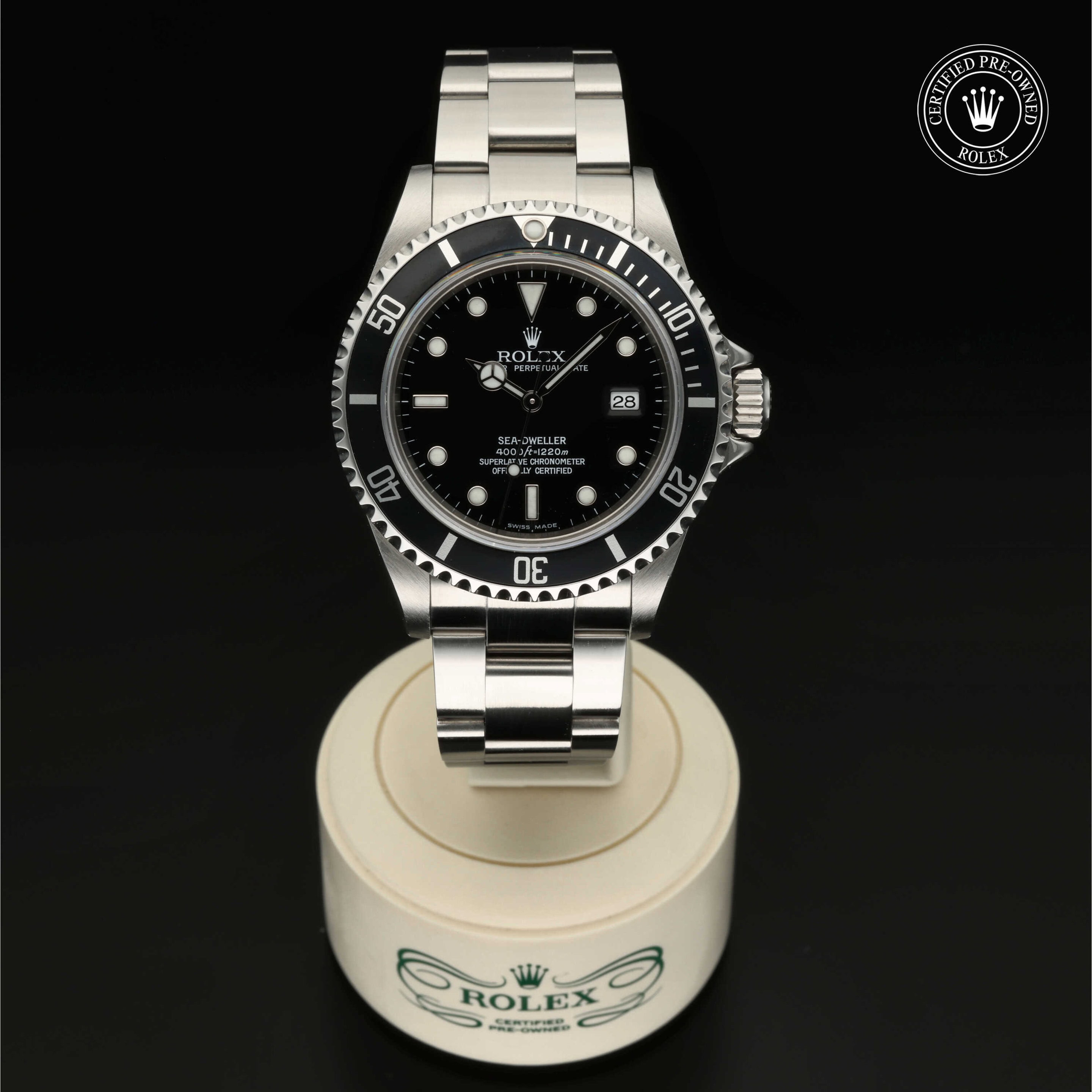 : Sea-Dweller aus Edelstahl Oystersteel von Rolex Certified Pre-Owned
