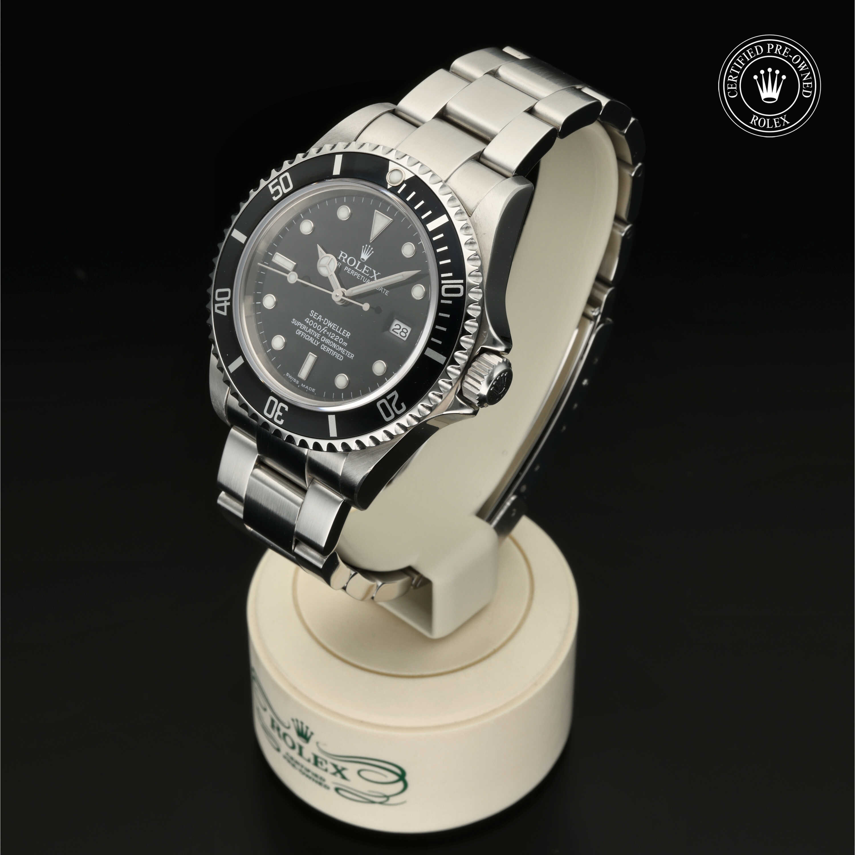 : Sea-Dweller aus Edelstahl Oystersteel von Rolex Certified Pre-Owned