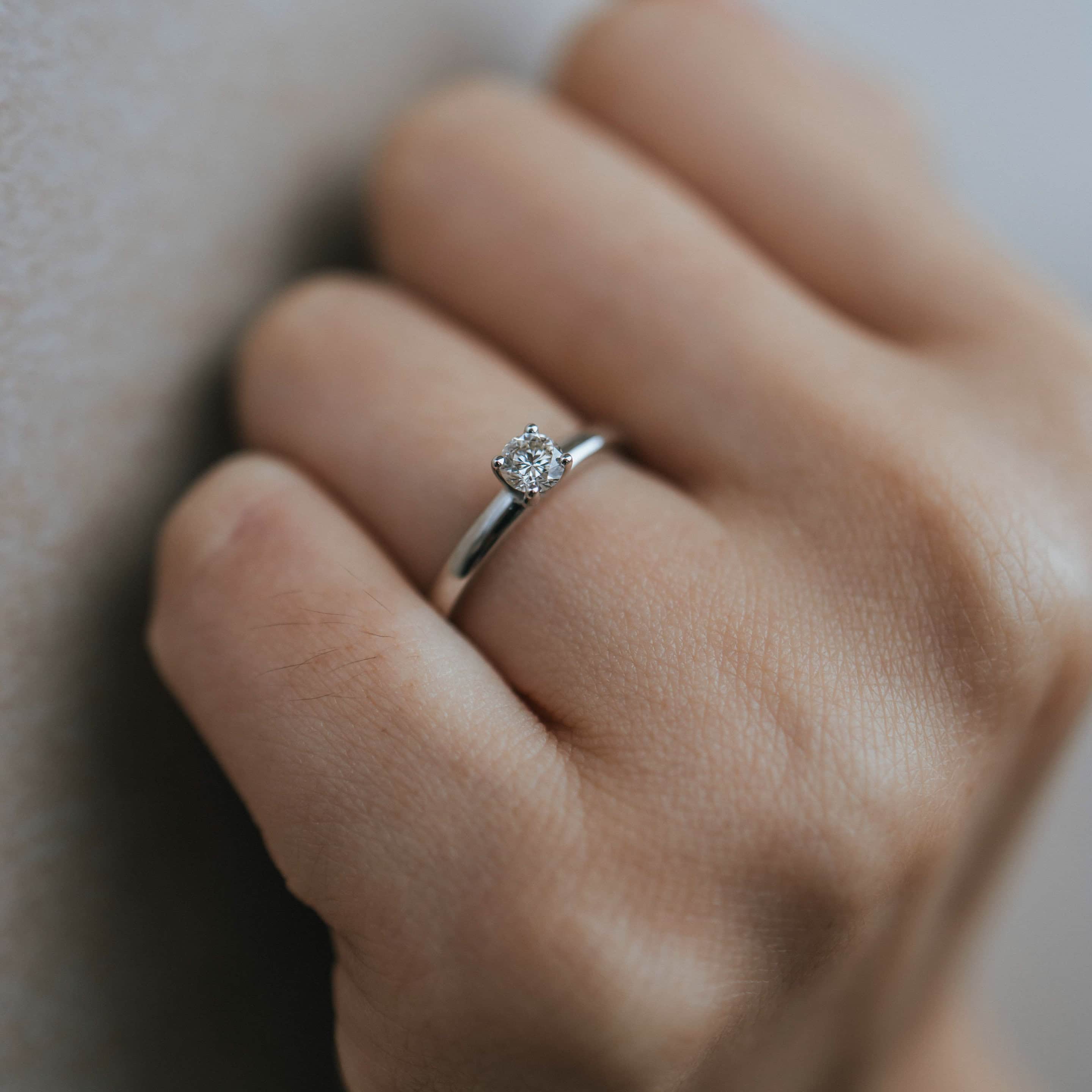 Schmuck: Solitaire Ring Weißgold Gr. 51 aus 750 Weißgold von Jewels by Eckstein