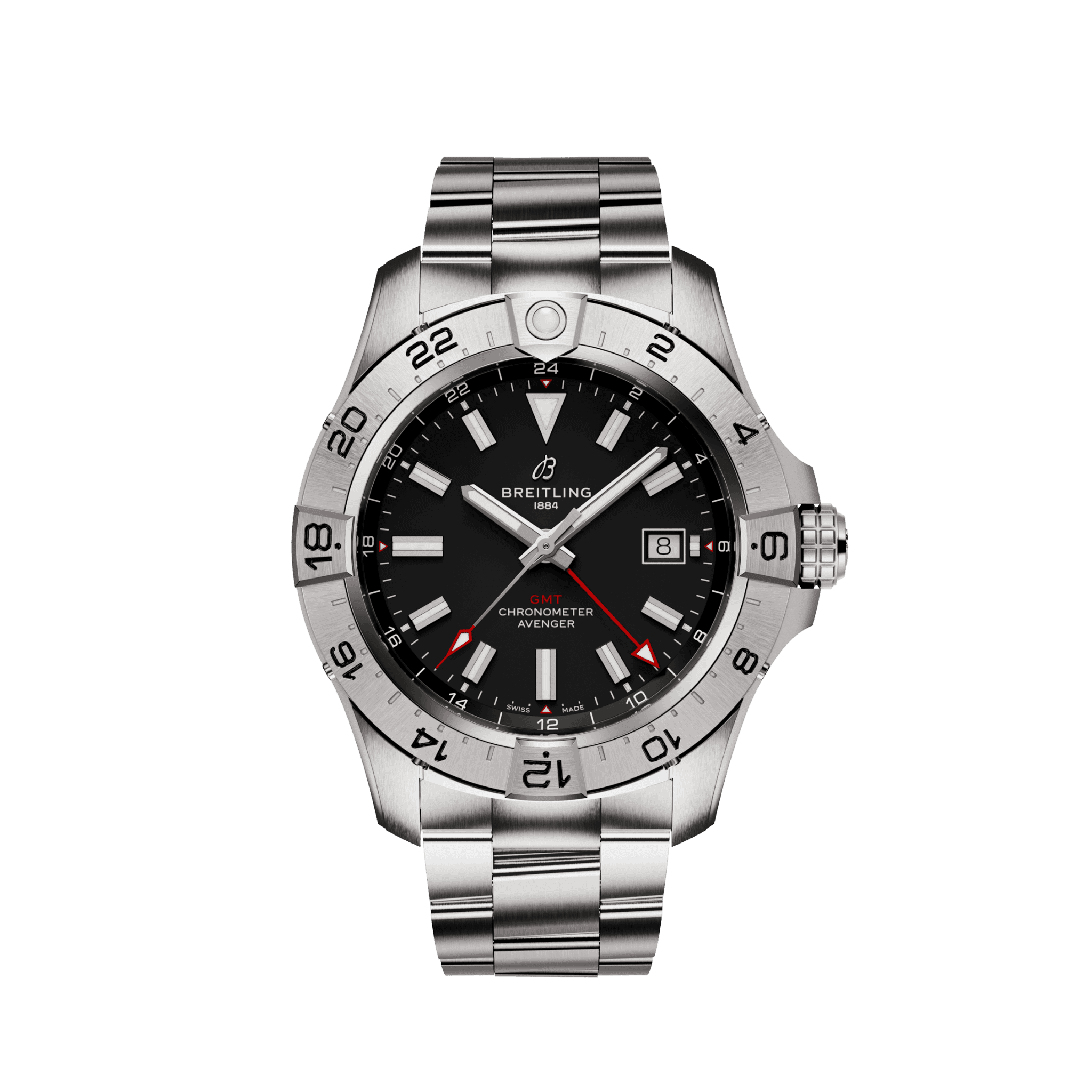 Uhren: Breitling Avenger GMT Automatik Schwarz Index 44 mm aus Edelstahl von Breitling