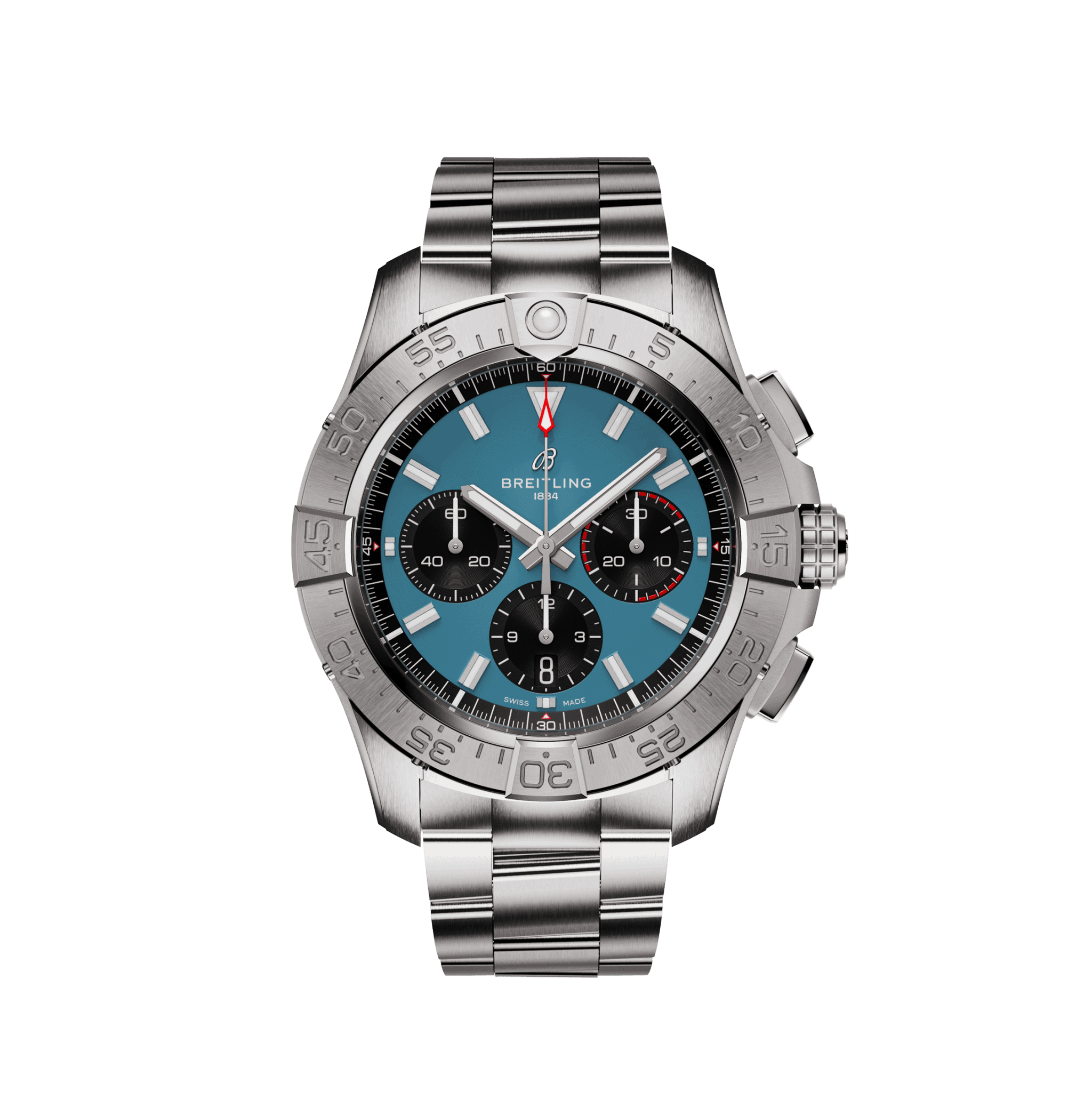 Uhren: Super Avenger Chrono Automatik Blau Index 44 mm aus Edelstahl von Breitling