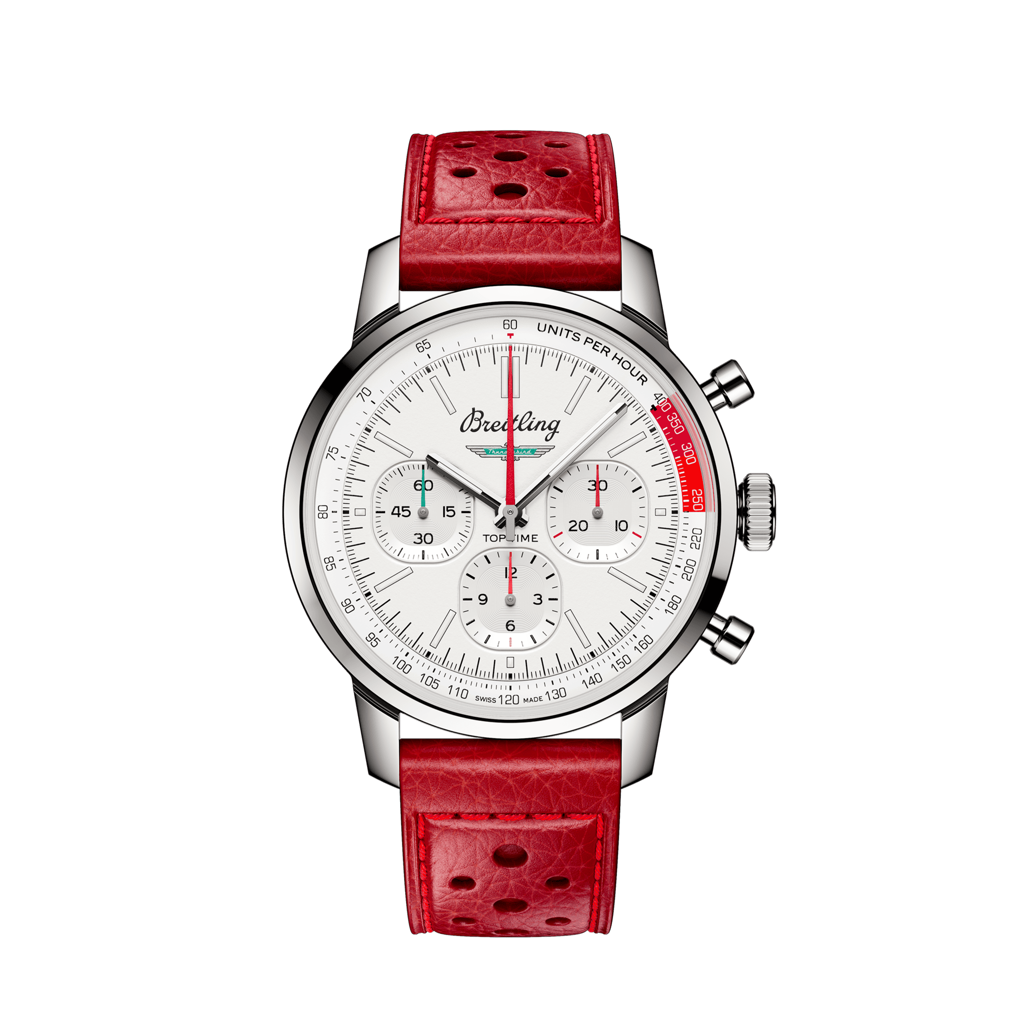 Uhren: Breitling Top Time B01 Chrono Ford Thunderbird Automatik Weiß Index 41 mm aus Edelstahl von Breitling