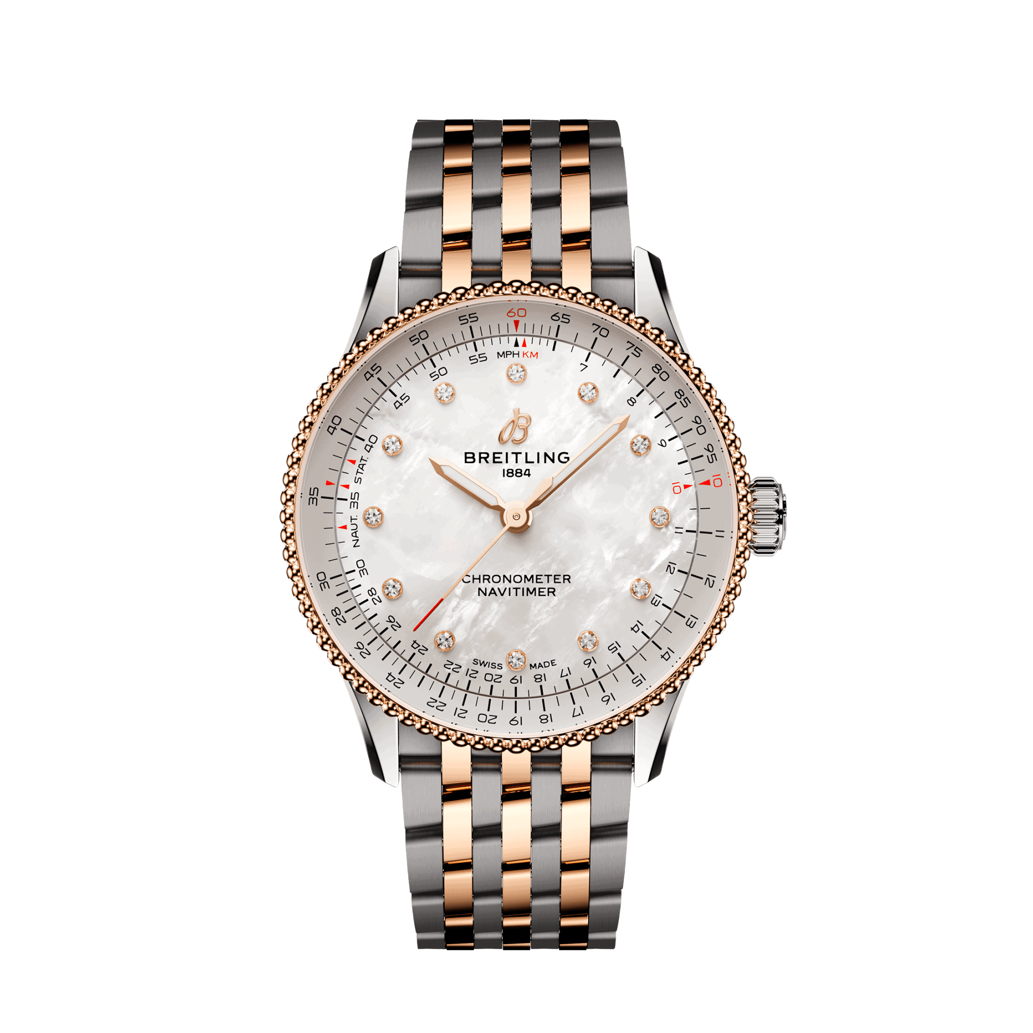Uhren: Breitling Navitimer Automatik Perlmutt Diamant 36 mm aus Edelstahl von Breitling