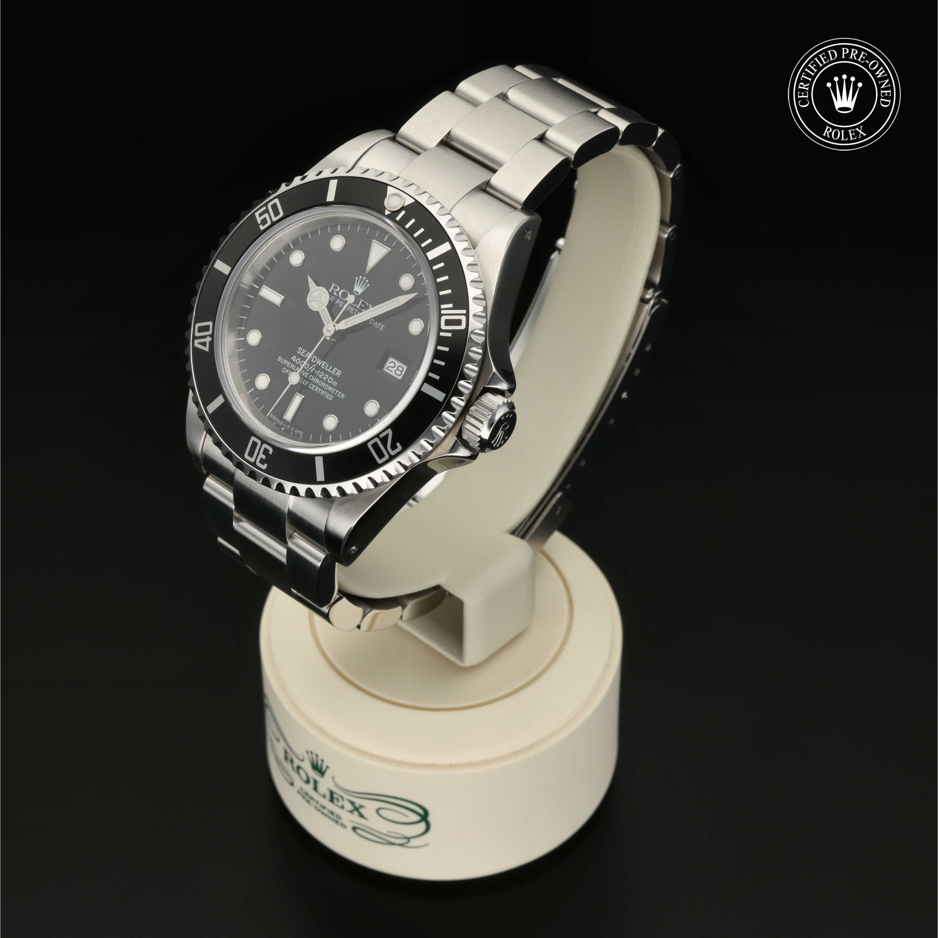 : Sea-Dweller aus Edelstahl Oystersteel von Rolex Certified Pre-Owned